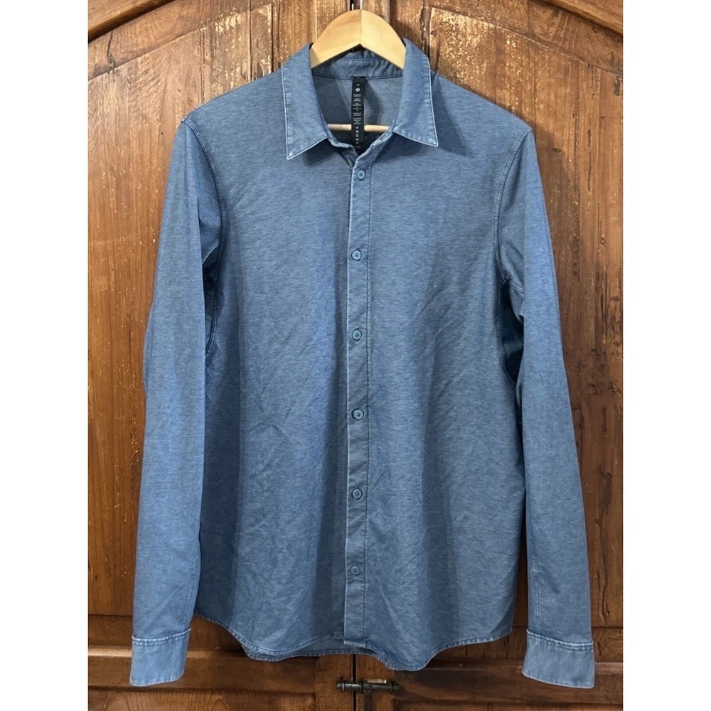 Mens Lululemon Commission Wash L/S Button Down Shirt‎ Med Performance Stretch